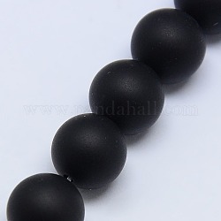 Natürliche schwarze Achat Perlen Stränge, Klasse A, matt, Runde, gefärbt und erhitzt, 16 mm, Bohrung: 1 mm, ca. 25 Stk. / Strang, 15.5 Zoll