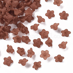 Perles en acrylique transparente, fleur, mat, selle marron, 10x5mm, Trou: 1mm, environ 4600 pcs/500 g