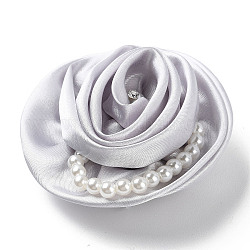 Tela de flores con broche de perlas de plástico., Alfiler de hierro en tono platino para bolsas de ropa., gainsboro, 70~75x72~80x27~32mm