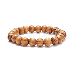 Stretch-Armband mit runden Perlen aus Naturholz, Yogaschmuck für Männer und Frauen, Peru, Innendurchmesser: 2-3/8 Zoll (5.9 cm), Perlen: 10 mm