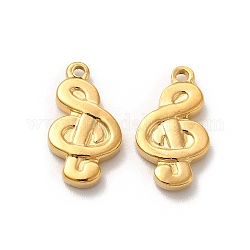 Vacuum Plating 201 Stainless Steel Pendants, Musical Note Charm, Real 18K Gold Plated, 17x10x3mm, Hole: 1.5mm