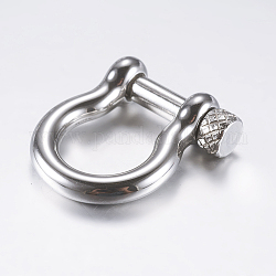304 fibbia ad anello a D in acciaio inossidabile, per fare braccialetti, colore acciaio inossidabile, 25x22x7mm, Foro: 12x15 mm