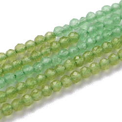 Cat Eye Beads Strands, Faceted, Dyed & Heated, Round, Yellow Green, 2mm, Hole: 0.6mm, about 190pcs/strand, 14.49''(36.8cm)