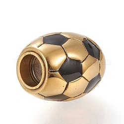 304 Stainless Steel Magnetic Clasps with Glue-in Ends, with Enamel, Oval, Football, Golden, 16x13.5x13.5mm, Hole: 6mm