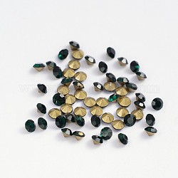 Zurück plattiert Klasse A Diamant Glas wies Strass, Smaragd, 6~6.2 mm, ca. 288 Stk. / Beutel