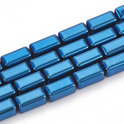 Chapelets de perles en hématite synthétique sans magnétiques, cuboïde, bleu plaqué, 8x4x4mm, Trou: 1mm, Environ 50 pcs/chapelet, 16.14 pouce