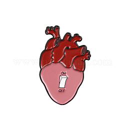 Creative Zinc Alloy Brooches, Enamel Lapel Pin, with Iron Butterfly Clutches or Rubber Clutches, Electrophoresis Black Color, Anatomical Heart Shape with On-off, Colorful, 30x20mm, Pin: 1mm