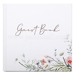 Libreta de papel para libros de visitas de bodas, para la decoración de la boda, rectángulo con la flor, blanco, 215x213x15.5mm