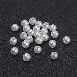 Imitated Pearl Acrylic Beads, Round, Creamy White, 4mm, Hole: 1mm, about 17000pcs/500g
