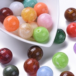 Perles acryliques, style de pierres fines imitation, ronde, couleur mixte, 20 mm de diamètre, Trou: 3mm