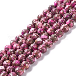 Assembled Synthetic Pyrite and Dyed Howlite Beads Strands, Round, Purple, 8mm, Hole: 1.2mm, about 49~50pcs/strand, 15.94''(40.5cm)
