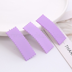 Frosted Plastic Snap Hair Clips, with Metal Clip, for Women and Girls, Waved Rectangle, Plum, 55x20mm