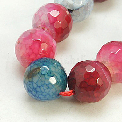 Natural Agate Beads Strands, Dyed, Faceted, Round, Colorful, 4mm, Hole: 1mm, about 95pcs/strand, 14.5 inch