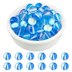 Brins de perles de pierre de lune synthétique arricraft, perles holographiques, teinte, mat, ronde, bleu royal, 8mm, Trou: 0.7mm, Environ 48 pcs/chapelet, 15 pouce (38.1 cm), 2 brins / boîte