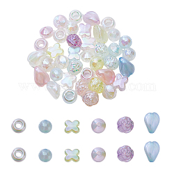 SUPERFINDINGS 60Pcs 6 Style Plating Acrylic Beads Lovely Loose Beads Spacers Pearlized Beads Bicone Flower Teardrop and Round Beads for Bracelets Jewelry Making DIY Crafting Beads