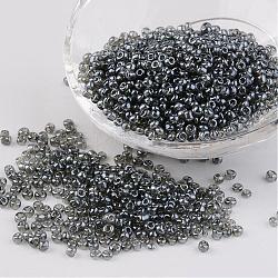 Granos redondos de la semilla de cristal, trans. colores Abrillantado, gris, tamaño: aproximamente 3 mm de diámetro, agujero: 1 mm, aproximamente 1097 unidades / 50 g