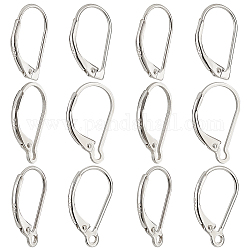PandaHall Elite 12Pcs 3 Style Sterling Silver Leverback Earring Findings, with 925 Stamp, Silver, 15~16x9.5~10x2mm, Pin: 0.6~0.8mm, 4Pcs/style
