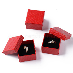 Bague de boîtes de carton carré, avec une éponge à l'intérieur, rouge, 2x2x1-3/8 pouce (5x5x3.5 cm)
