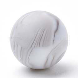 Perles focales en silicone écologiques de qualité alimentaire, ronde, fumée blanche, 18~20mm, Trou: 2mm