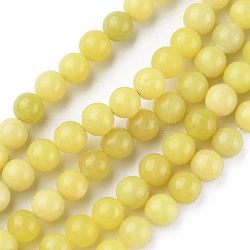 Fili di perle giada limone naturale, tondo, 8mm, Foro: 0.8 mm, circa 44~47pcs/filo, 14.80~14.96 pollice (37.6~38 cm)