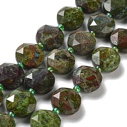 Natürliche Drachenblut Jaspis Perlen Stränge, mit Glasperlen, facettierter Sechskantschliff, Flachrund, 12~12.5x5~6 mm, Bohrung: 1.2~1.4 mm, ca. 27~29 Stk. / Strang, 15.55~15.75 Zoll (39.5~40 cm)