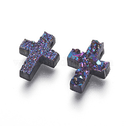 Perlas de resina de piedras preciosas druzy imitación, cruz, colorido, 11.7x9x3.3~3.7mm, agujero: 1.2 mm