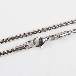 304 Stainless Steel Snake Chain Necklace Making, with Lobster Claw Clasps, Stainless Steel Color, 19.7 inch(50cm)
