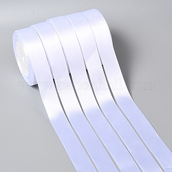 Ruban de satin à face unique, Ruban de polyester, blanc, 1 pouce (25 mm) de large, 25yards / roll (22.86m / roll), 5 rouleaux / groupe, 125yards / groupe (114.3m / groupe)
