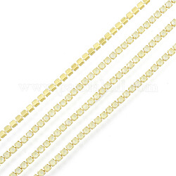 Cadenas de strass Diamante de imitación de bronce, cadena de la taza del rhinestone, imitar el estilo fluorescente, crudo (sin chapar), junquillo, 1.5x1.5mm, aproximadamente 18.70 pie (5.7 m) / hilo