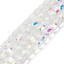 Perles en verre opaque électroplaqué, tonneau à facettes, clair ab, 10x10mm, Trou: 1mm