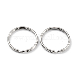 304 Stainless Steel Split Key Rings, Keychain Clasp Findings, 2-Loop Round Ring, Stainless Steel Color, 32x3mm, Single Wire: 1.5mm