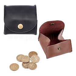Wadorn®2pcs2色牛革レザーチェンジ財布  スナップボタン付き  長方形  ミックスカラー  7.6x8x1.5cm  1pc /カラー
