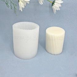 Moules en silicone pour bougie pilier à rayures diy, 3d moules à piliers romains cylindriques hauts, pour la fabrication de bougies parfumées, blanc, 6x7.7 cm, Diamètre intérieur: 5.1 cm