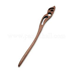 Bâtonnets de cheveux en bois Swartizia Spp, teinte, brun coco, 170x16x7mm