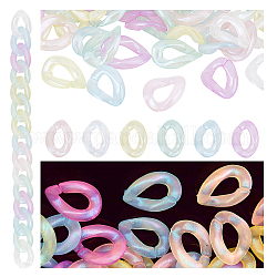 Chgcraft 216 pz 6 colori acrilico anelli di collegamento luminosi, bagliore nel connettore a collegamento rapido scuro, ovale intrecciato, per la realizzazione di catene di turbanti, colore misto, 24x17mm, 36 pz / colore