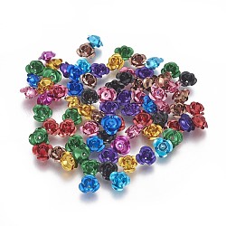 Perline di alluminio, 3 fiore -petal, colore misto, 7x4mm, Foro: 0.8 mm, circa 950pcs/scatola