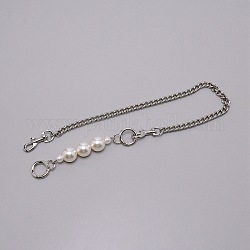 Cinghie della borsa della catena del marciapiede in lega di zinco, con perline di resina, anello a molla e fermagli girevoli, accessori per il repalcement della borsa, platino, 62x0.9cm