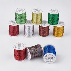 Metallic Thread, Mixed Color, 1mm, about 10.93 yards(10m)/roll, 10roll/bag