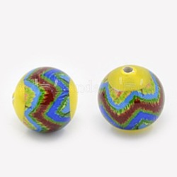 Picture Glass Beads, Round, Colorful, 14mm, Hole: 1mm