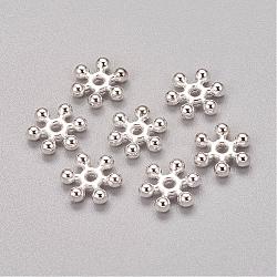 Zinc Alloy Beads Spacers, Cadmium Free & Lead Free, with One Hole, Snowflake, Silver Color Plated, 10x2.5mm, Hole: 1.5mm