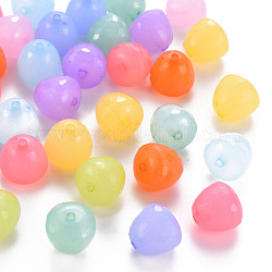 Perles en acrylique transparente, teinte, facette, larme, couleur mixte, 15x14.5mm, Trou: 2mm