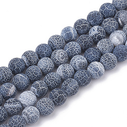Fili di perline di agata naturale stagionato, tinto, smerigliato, tondo, blu di Prussia, 8mm, Foro: 1 mm, circa 48pcs/filo, 14 pollice