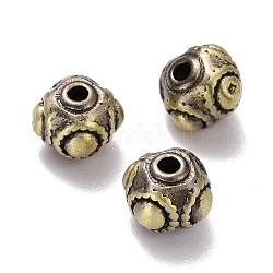 Perles de laiton de style tibétain, sans cadmium et sans plomb, carrée, bronze antique brossé, 7x7x5.5mm, Trou: 1.4mm