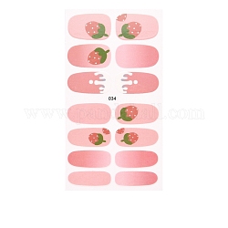 Наклейки для ногтей с цветком клубники, самоклеящийся, для женщин девушки маникюр украшения ногтей, фрукты шаблон, 25x9~16 мм, 14шт / лист