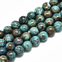 Hebras de perlas de jaspe de onda natural, redondo, teñido, 8mm, agujero: 1.2 mm, aproximamente 47~48 pcs / cadena, 14.96 pulgada ~ 15.75 pulgadas (38~40 cm)