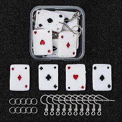 DIY покер игральные карты кулон висячие серьги набор для изготовления, включая подвеску из смолы в виде ромба, железные крючки для серег и открытые кольца для прыжков, разноцветные, подвеска: 8 шт. / компл.