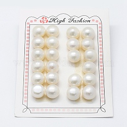 Perle coltivate d'acqua dolce perla naturale, grado 3 un, mezzo forato, rondelle, bianco floreale, 12.5~14x10mm, Foro: 0.8 mm, su 24 pc / scheda