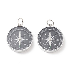 Kompass aus Aluminiumlegierung, Flachrund, Schwarz, 44x9 mm