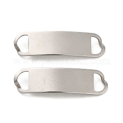 201 Stainless Steel Connector Charms, Wavy Rectangle Links, Stainless Steel Color, 44x12x2.6mm, Hole: 8.5x5.5mm