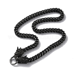Chapado en iones (ip) 304 collares de cadena de trigo de acero inoxidable, con cierres de cabezas de dragón, plata antigua, 21.34 pulgada (54.2 cm)